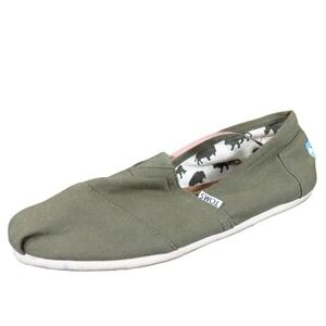 TOMS Classic Alpargata Men 10.5 Olive Green Canvas Slip-On Casual Shoe Comfort
